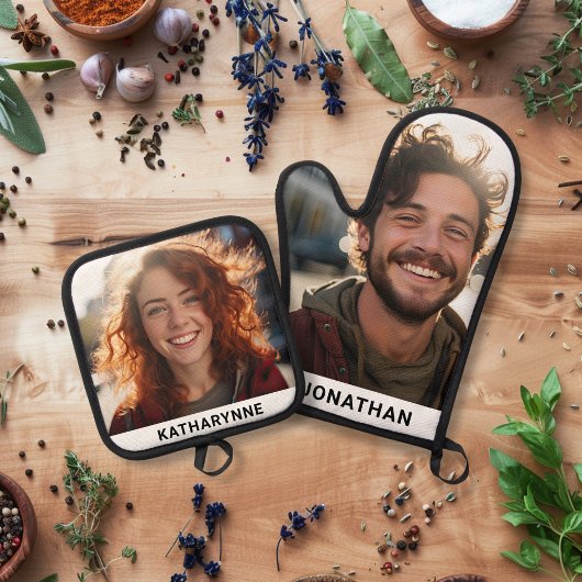 かわいい名前と写真パーソナライズされた 鍋つかみ&鍋敷きセット