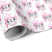 かわいい名前の日付ハッピーアニバーサリーカップル ラッピングペーパー (ロールコーナー)