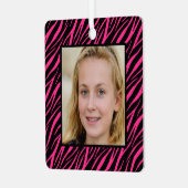 かわいい名前をカスタムするとフォトピンクのゼブラクリスマス メタルオーナメント (正面左)