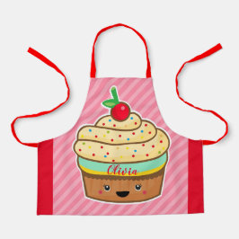 かわいい名前をカスタムするキッズレトロオールオーバープリントエプロン エプロン