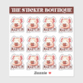 かわいい名前をカスタムするコージーアクソロトルコーヒーステッカーパック シール (シート)