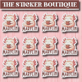 かわいい名前をカスタムするコージーアクソロトルコーヒーステッカーパック シール