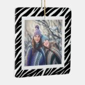 かわいい名前をカスタムするフォト白黒ゼブラクリスマス セラミックオーナメント (右)