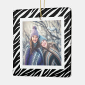 かわいい名前をカスタムするフォト白黒ゼブラクリスマス セラミックオーナメント (左)