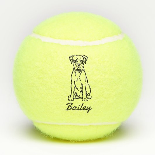 かわいい名前をカスタムするボクサー犬おもちゃ テニスボール (裏面)