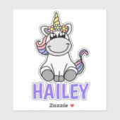 かわいい名前をカスタムするユニコーンホースポニーレインボーカラー シール (シート)