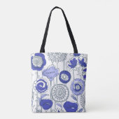 かわいい名前をカスタムする抽象芸術アートフローラブルーパープル トートバッグ (裏面)