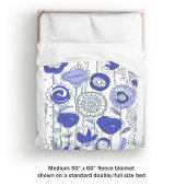 かわいい名前をカスタムする抽象芸術フローラブルーパープルアート フリースブランケット