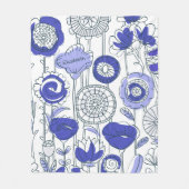 かわいい名前をカスタムする抽象芸術フローラブルーパープルアート フリースブランケット (正面)