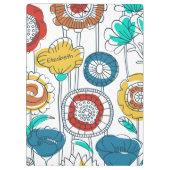 かわいい名前をカスタムする抽象芸術モダンフラワーズモノグラム クリップボード (裏面)