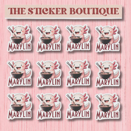 かわいい名前をカスタムする食べアクソロトル麺ステッカー シール