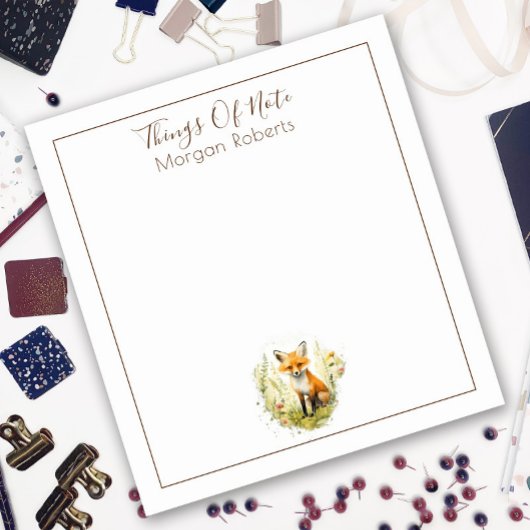 かわいい名前パーソナライズされた水色キツネメモ帳 ノートパッド