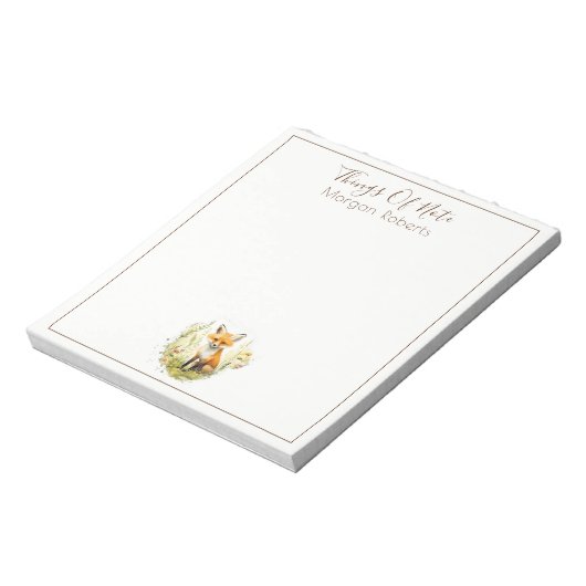 かわいい名前パーソナライズされた水色キツネメモ帳 ノートパッド (回転)