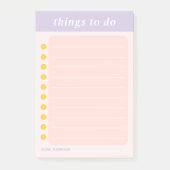 かわいい名前パープルスクールチェックリスト ポストイット (正面)