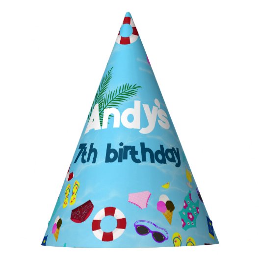 かわいい名前プール誕生日パーティー パーティーハット (正面)