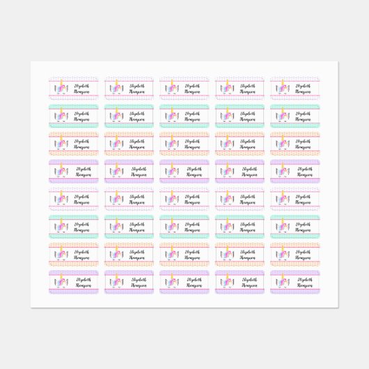 かわいい名前ユニコーン服のラベル ラベル (シート)