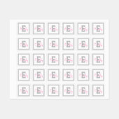 かわいい名前&モノグラム |淡いグレーとピンクの服 ラベル (シート)