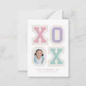 かわいい名門私立校風のパッチ写真バレンタイン ノートカード (正面)