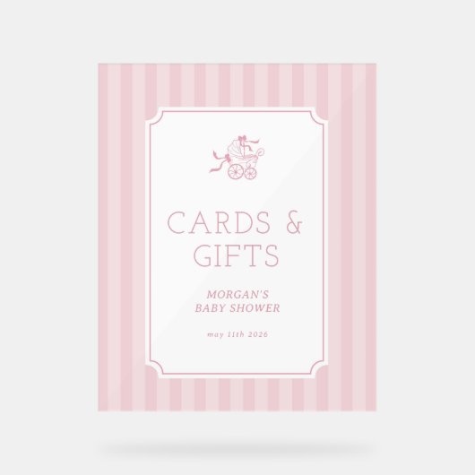 かわいい名門私立校風のベビーベビーカー赤ちゃんシャワー招待状 アクリルサイン (正面)