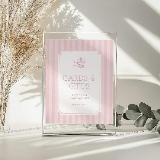 かわいい名門私立校風のベビーベビーカー赤ちゃんシャワー招待状 アクリルサイン