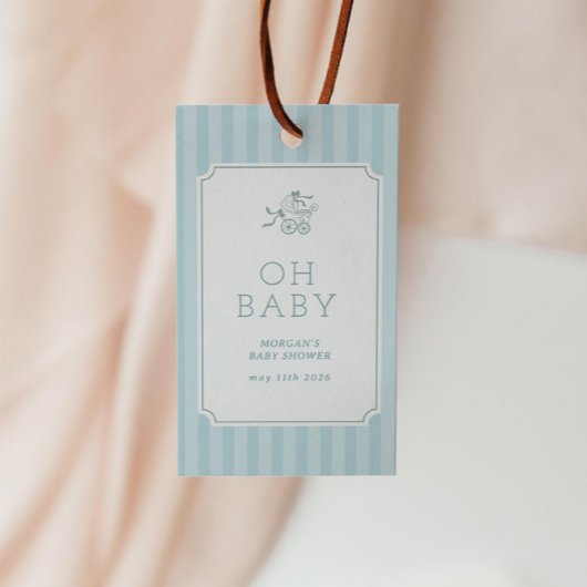 かわいい名門私立校風のベビーベビーカー赤ちゃんシャワー ギフトタグ