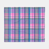 かわいい名門私立校風のレトロの格子柄（ピンクとブルー）   フリースブランケット (正面(横))