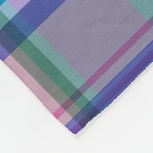 かわいい名門私立校風のレトロの格子柄（ピンクとブルー）   フリースブランケット (角)