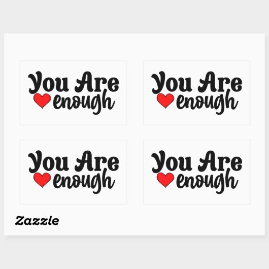 かわいい君は十分なタイポグラフィと赤いハート 長方形シール (シート)