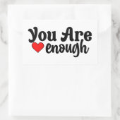 かわいい君は十分なタイポグラフィと赤いハート 長方形シール (バッグ)