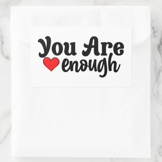 かわいい君は十分なタイポグラフィと赤いハート 長方形シール (バッグ)