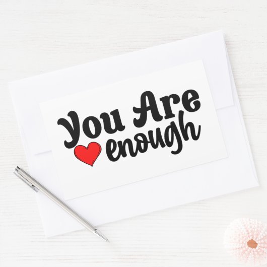 かわいい君は十分なタイポグラフィと赤いハート 長方形シール (封筒)