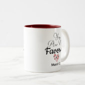 かわいい君は私の手お気に入りのレタリング赤いハート ツートーンマグカップ (正面右)