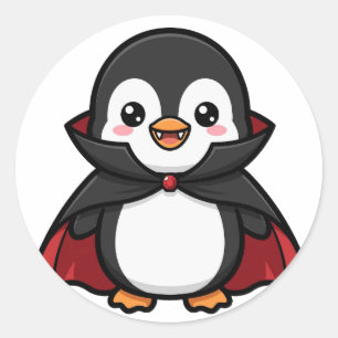 かわいい吸血ペンギンのハロウィン ラウンドシール