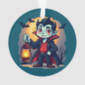 かわいい吸血鬼とランタンのかわいいハロウィン オーナメント (裏面)