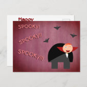 かわいい吸血鬼のような姿をした猫背 シーズンポストカード (正面/裏面)