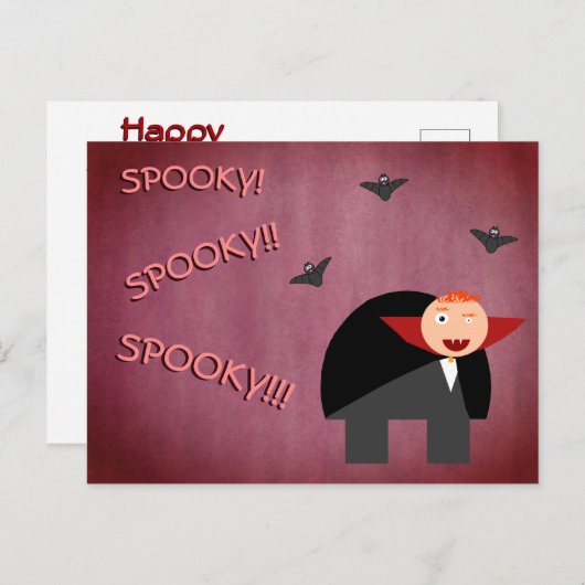 かわいい吸血鬼のような姿をした猫背 シーズンポストカード (正面/裏面)