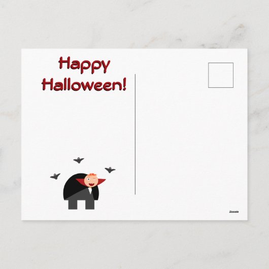 かわいい吸血鬼のような姿をした猫背 シーズンポストカード (裏面)