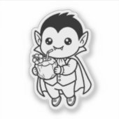 かわいい吸血鬼のトロピカルココナッツぬりえ シール (正面)