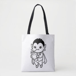 かわいい吸血鬼のトロピカルココナッツぬりえ トートバッグ