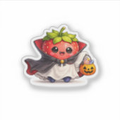 かわいい吸血鬼イチゴハロウィンステッカー シール (正面)
