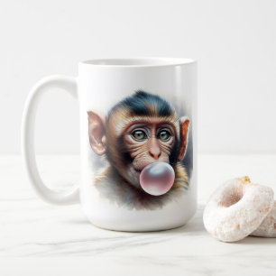 かわいい吹サルの泡ガム コーヒーマグカップ