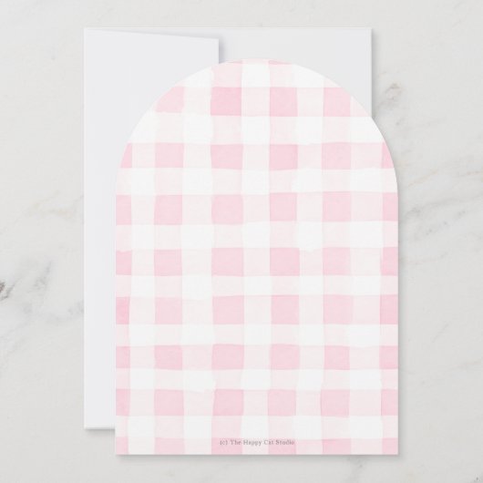 かわいい呼び出し全パーティー動物誕生日ピンクアーチ 招待状 (裏面)