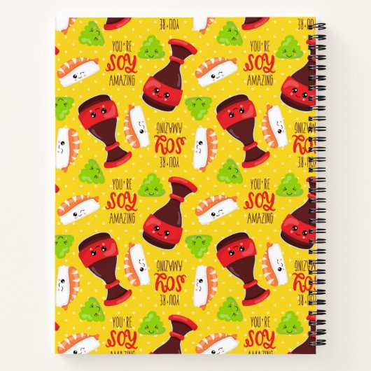 かわいい和風寿司の食べ物パンプロジェクト子供の名前 ノートブック (裏面)