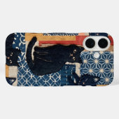かわいい和風黒猫パッチワークiPhoneケース Case-Mate iPhoneケース (裏面 (横))