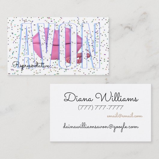 かわいい唇の電話紙吹雪パーソナライズされたAvon 名刺 (正面/裏面)