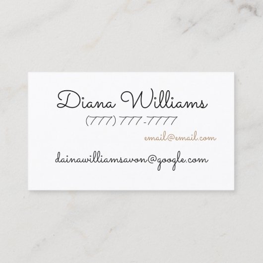 かわいい唇の電話紙吹雪パーソナライズされたAvon 名刺 (裏面)