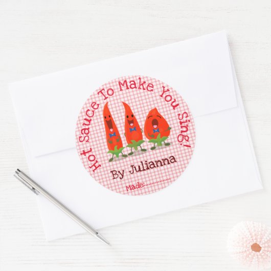 かわいい唐辛子の漫画イラストレーションラベル ラウンドシール (封筒)