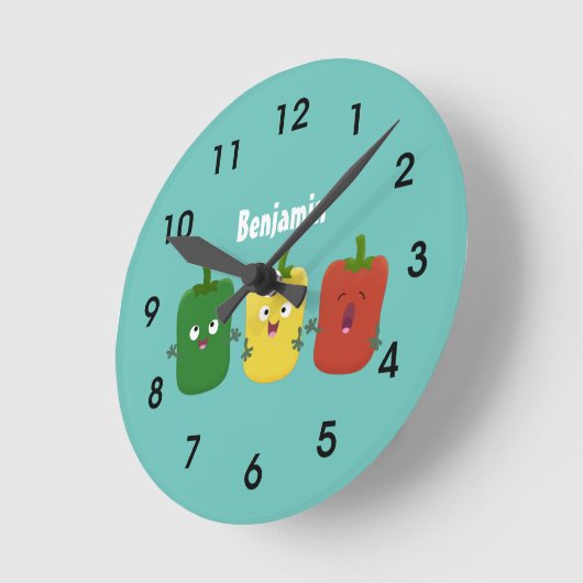 かわいい唐辛子トウガラシの鳴き物 ラウンド壁時計 (傾斜)