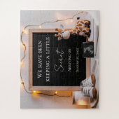 かわいい喜びのベビーキリン妊娠の発表 ジグソーパズル (縦)