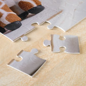 かわいい喜びのベビーキリン妊娠の発表 ジグソーパズル (側面)